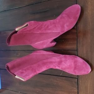 STUART WEITZMAN Cranberry Suede Elastic Mid-calf Boots - Womens 9 NIB NEW